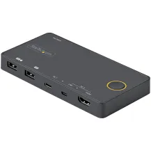 StarTech.com Switch KVM ibrido USB-A + HDMI e USB-C a 2 porte - Monitor singolo 2.0 4K 60Hz compatto per desktop e/o laptop Alimentato da bus USB Compatibile con Thunderbolt 3 (2 PORT USB-A/HDMI / C614 TOTAL CONTRACT [SV221HUC4K]