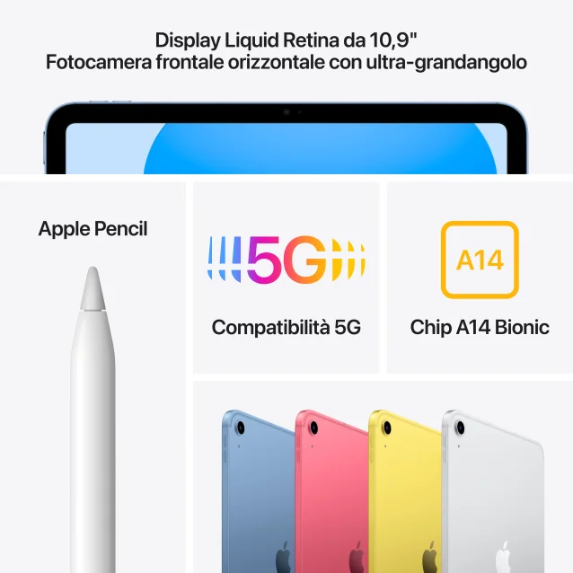 SCOPRI LE OFFERTE ONLINE SU Tablet Apple iPad (10^gen.) 10.9 Wi-Fi +  Cellular 64GB - Giallo [MQ6L3TY/A]