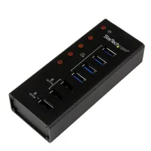 StarTech.com Hub USB 3.0 alimentato a 4 porte con 3 di ricarica dedicate (2 x 1A e 1 2A) - Box esterno in metallo per montaggio parete [ST4300U3C3]
