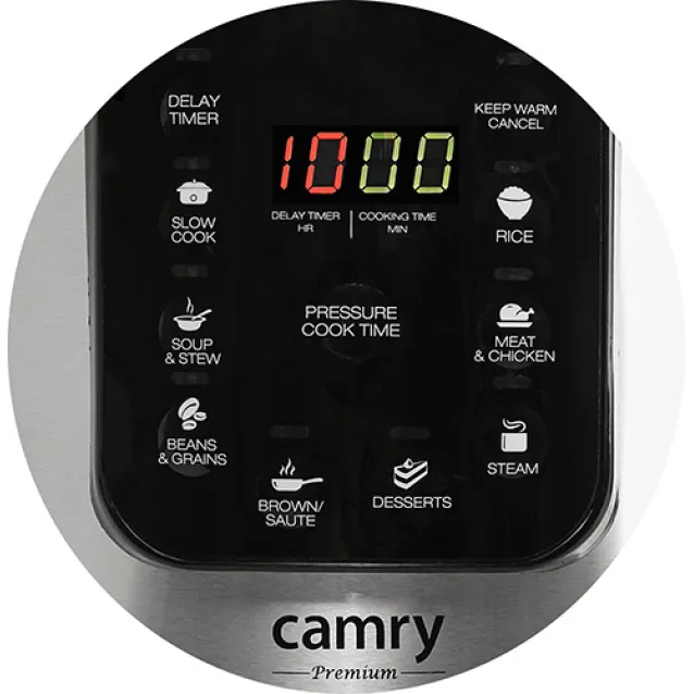 Camry Premium CR 6409 apparecchio multi-cottura 6 L 1000 W Nero, Acciaio inossidabile [CR 6409]