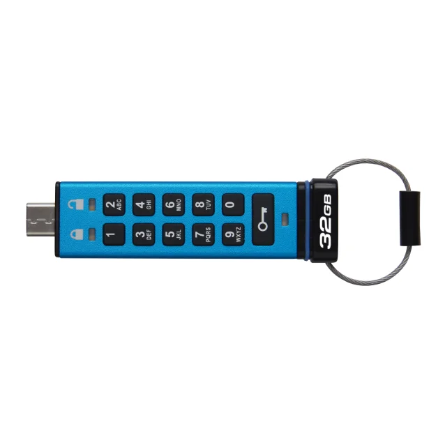 Kingston Technology IronKey Keypad 200 unitÃ  flash USB 32 GB tipo-C 3.2 Gen 1 [3.1 1] Blu (32GB USB-C IRONKEY KEYPAD 200C - FIPS 140-3 LVL 3[PENDING]AES-256) [IKKP200C/32GB]