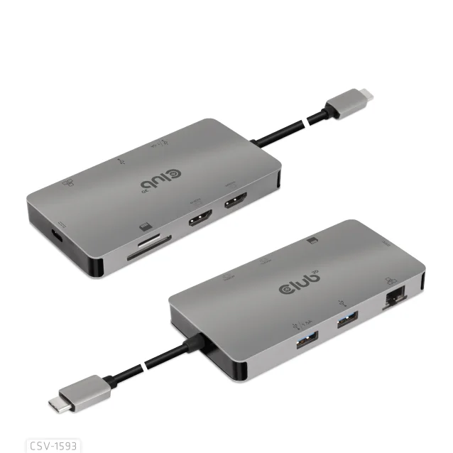 Hub USB CLUB3D CSV-1593 hub di interfaccia 3.2 Gen 1 (3.1 1) Type-C 16200 Mbit/s Metallico [CSV-1593]