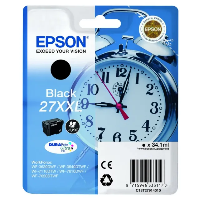Cartuccia inchiostro Epson Alarm clock 27XXL DURABrite Ultra cartuccia d'inchiostro 1 pz Originale Nero [C13T27914012]