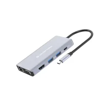 Conceptronic DONN20G replicatore di porte e docking station per laptop Cablato USB 3.2 Gen 1 [3.1 1] Type-C Grigio (Conceptronic 10-in-1 Docking Station; HDMI; VGA; USB-A 3.0 x 3; SD; TF/MicroSD; Audio; GbE LAN; 100W PD [2Yea [DONN20G]