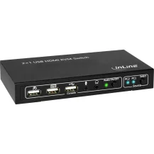 InLine KVM Desktop Switch, 2-porte, HDMI 4K2K, USB 2.0 Hub, con Audio