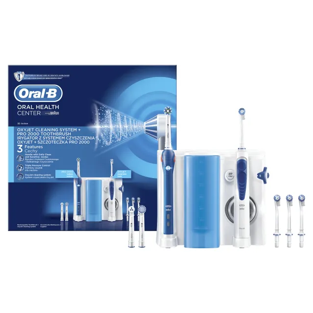 Spazzolino elettrico Oral-B PRO 2000 + Oxyjet Adulto rotante-oscillante Blu, Bianco [80311065]