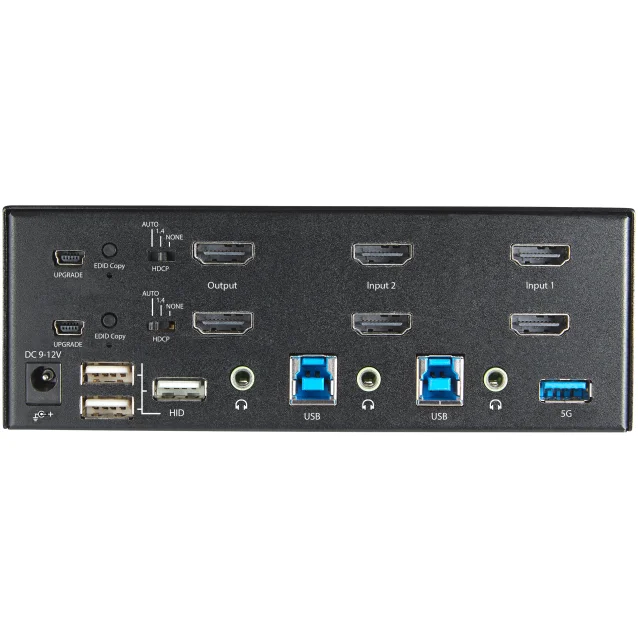 StarTech.com KVM Switch HDMI a 2 porte e doppio monitor 4K 60Hz Ultra HD HDR - per computer desktop 2.0 con USB 3.0 Hub [5Gbps] 4x HID, Audio Commutazione tasti di scelta rapida TAA (2 PT SWITCH 60HZ [SV231DHU34K6]