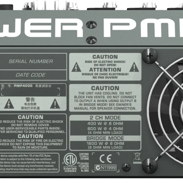 Behringer PMP4000 mixer audio 20 canali 10 - 200000 Hz Nero [PMP4000]