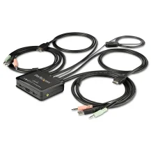 StarTech.com Switch KVM HDMI a 2 porte 4K 60Hz - compatto doppia porta UHD/Ultra HD USB con cavi da 4 piedi integrati e audio Alimentazione tramite bus commutazione remota MacBook ThinkPad [SV211HDUA4K]