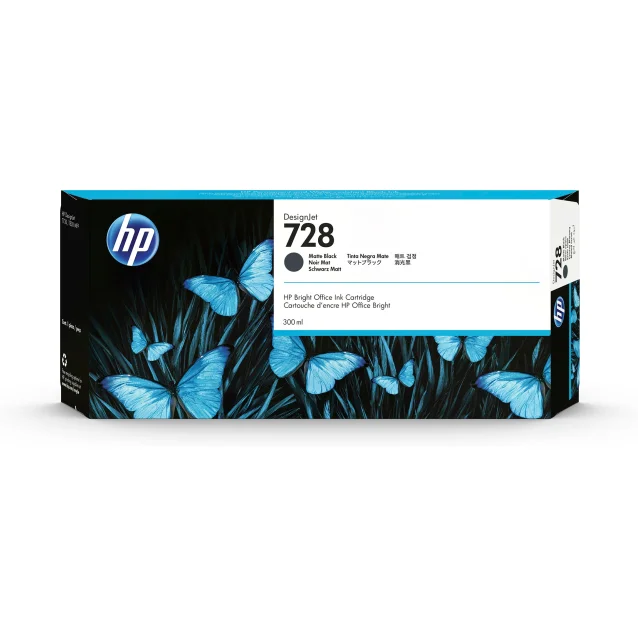 HP Cartuccia inchiostro nero opaco DesignJet 728, 300 ml [F9J68A]