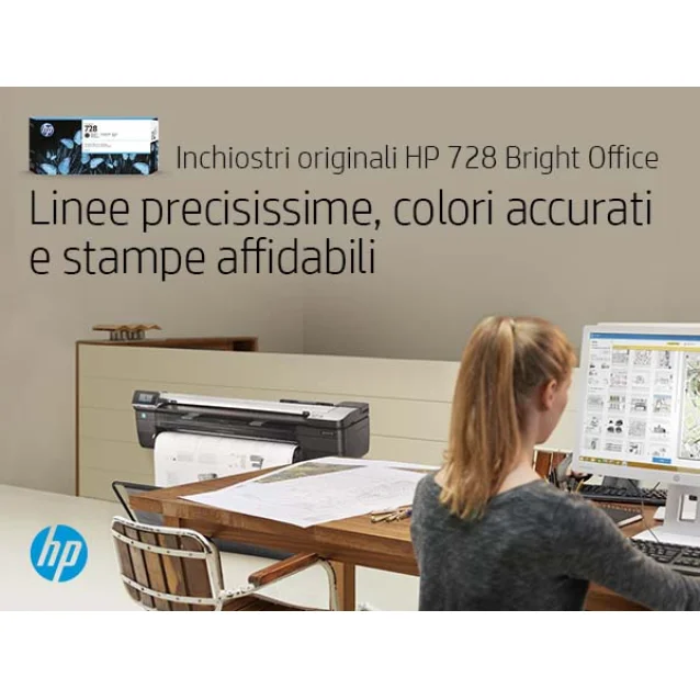 HP Cartuccia inchiostro nero opaco DesignJet 728, 300 ml [F9J68A]
