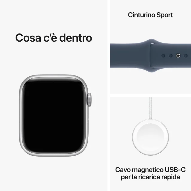 Smartwatch Apple Watch Series 9 GPS + Cellular Cassa 45mm in Alluminio Argento con Cinturino Sport Blu Tempesta - M/L [MRMH3QL/A]