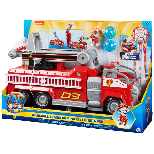 Spin Master PAW Patrol , camion dei pompieri trasformabile di Marshall da IL FILM con scala allungabile, luci e suoni personaggio collezione, giocattoli per bambini dai 3 anni in su [6060444]