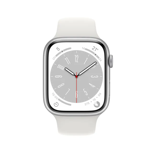 Smartwatch Apple Watch Series 8 GPS + Cellular 45mm Cassa in Alluminio color Argento con Cinturino Sport Band Bianco - Regular