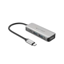 HYPER HD41-GL replicatore di porte e docking station per laptop USB 2.0 Type-C Nero, Grigio [HD41-GL]