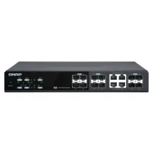 QNAP QSW-M1204-4C switch di rete Gestito 10G Ethernet [100/1000/10000] Nero (QNAP - Switch Managed 8 x 10 Gigabit SFP+ + 4 combo SFP+/RJ-45 desktop, rack-mountable) [QSW-M1204-4C]