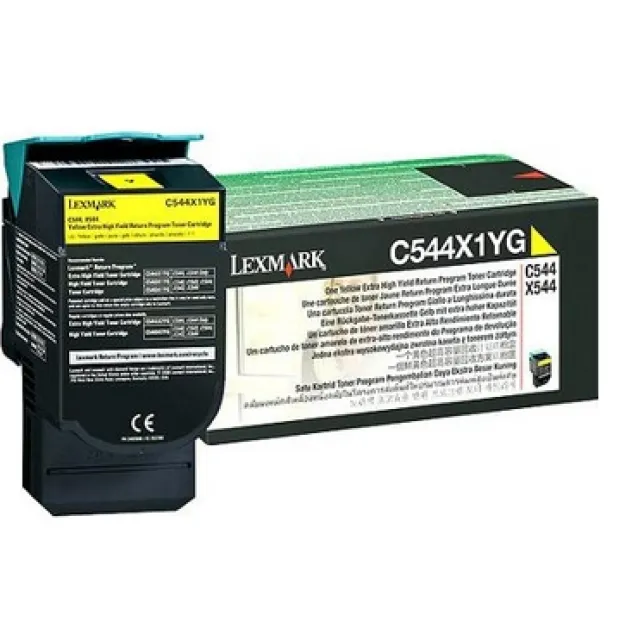 Lexmark C544, X544 Yellow Extra High Yield Return Programme Toner Cartridge (4K) cartuccia toner Originale Giallo [C544X1YG]