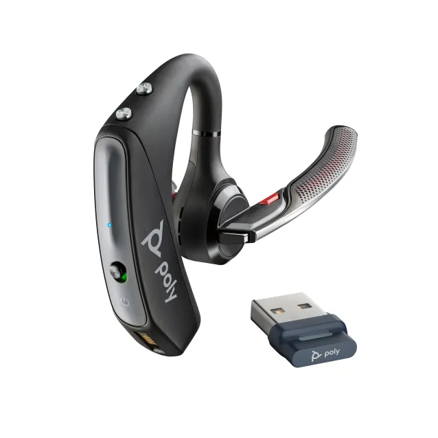 Cuffia con microfono POLY Voyager 5200 Auricolare Wireless A clip Car/Home office Bluetooth Base di ricarica Nero [206110-102]