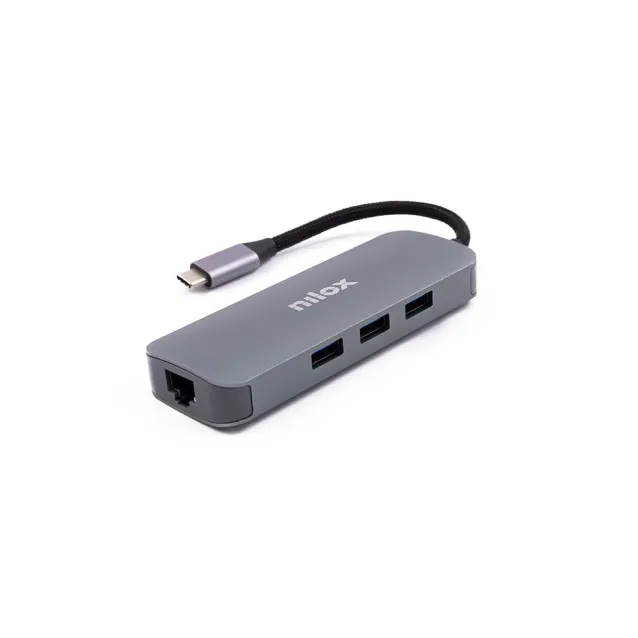 Nilox DOCKING STAT HDMI VGA PD ETH 3USB USB 3.2 Gen 1 (3.1 1) Type-C Alluminio [NXDSUSBC03]