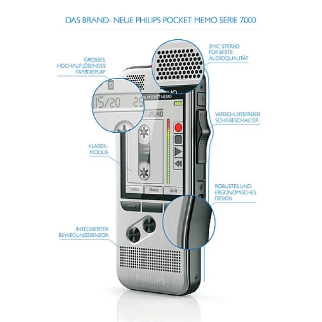 Dittafono Philips DPM 7200 Flash card Acciaio inossidabile [DPM7200/02]