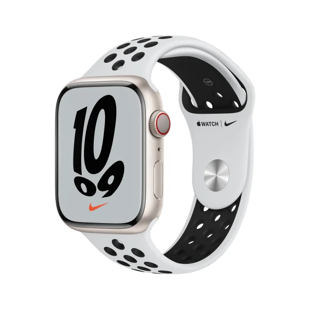 Smartwatch Apple Watch Nike Series 7 OLED 45 mm 4G Beige GPS [satellitare] (WATCH NIKE SER + CELL ALU - 45MM PLAT BLK SPORT BAND RE) [MKL43B/A]