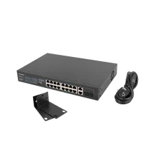 Lanberg RSFE-16P-2C-150 switch di rete Non gestito Gigabit Ethernet (10/100/1000) Supporto Power over (PoE) 1U Nero [RSFE-16P-2C-150]
