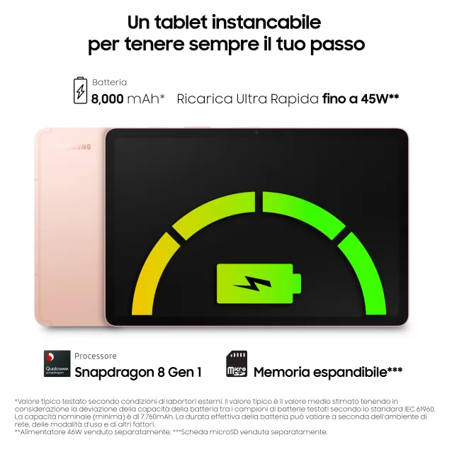 Samsung Galaxy Tab S8 Tablet Android 11 Pollici Wi-Fi RAM 8 GB 128 12 Pink Gold [] 2022 [SM-X700NIDAEUE]