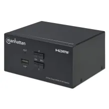 Manhattan 153522 switch per keyboard-video-mouse [kvm] Nero (Hdmi Kvm Switch 2-Port, - 4K@30Hz, Usb-A/3.5Mm Audio/Mic Connections, Cables Included, Audio Support, Control 2X Computers Warranty: 12M) [153522]
