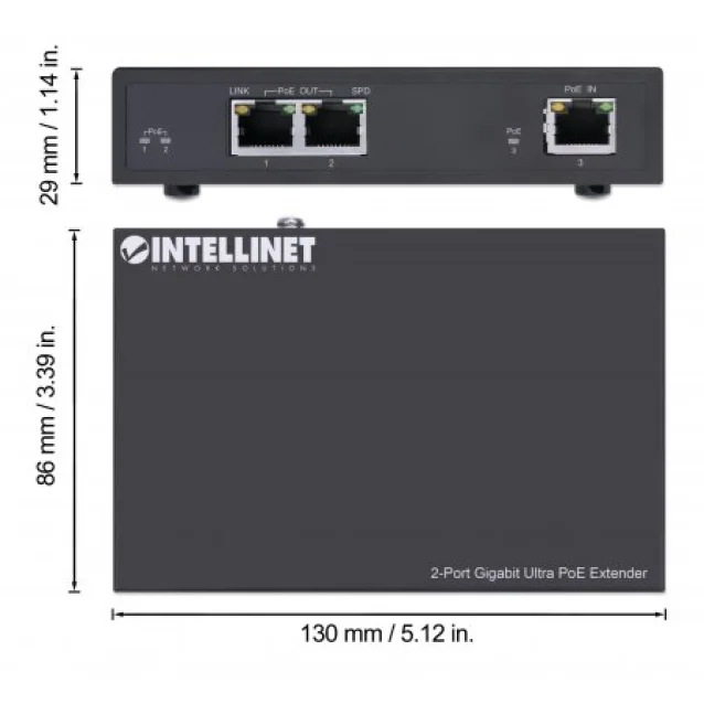 Intellinet 561600 moltiplicatore di rete Trasmettitore Nero 10, 100, 1000 Mbit/s [561600]