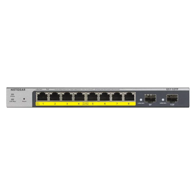 Switch di rete NETGEAR GS110TP Gestito L2/L3/L4 Gigabit Ethernet (10/100/1000) Supporto Power over (PoE) Grigio [GS110TP-300EUS]