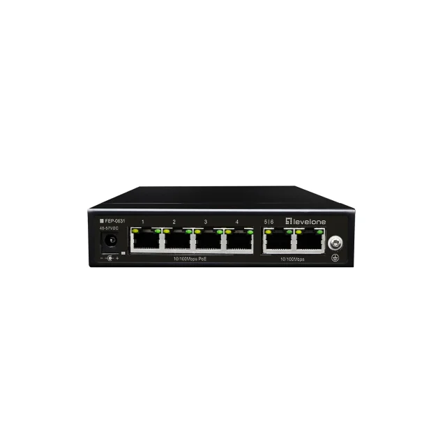 LevelOne FEP-0631 switch di rete Fast Ethernet (10/100) Supporto Power over (PoE) Nero [FEP-0631]