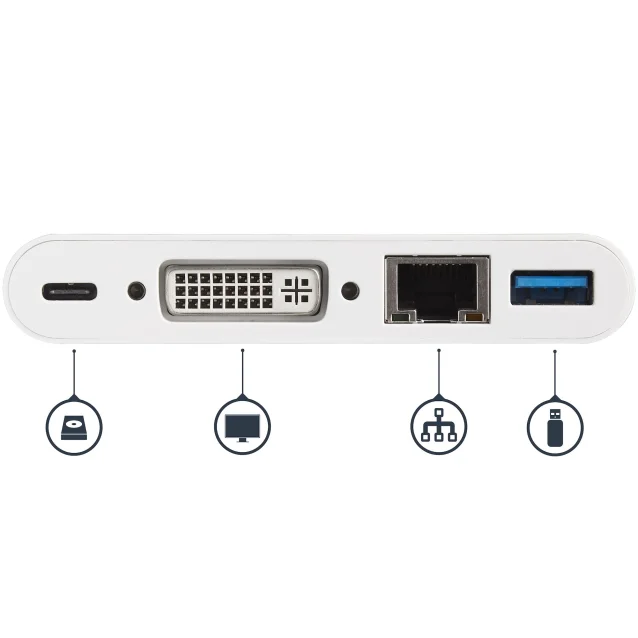 StarTech.com Adattatore Multiporta per Portatili USB-C - Power Delivery DVI GbE USB 3.0 [DKT30CDVPD]