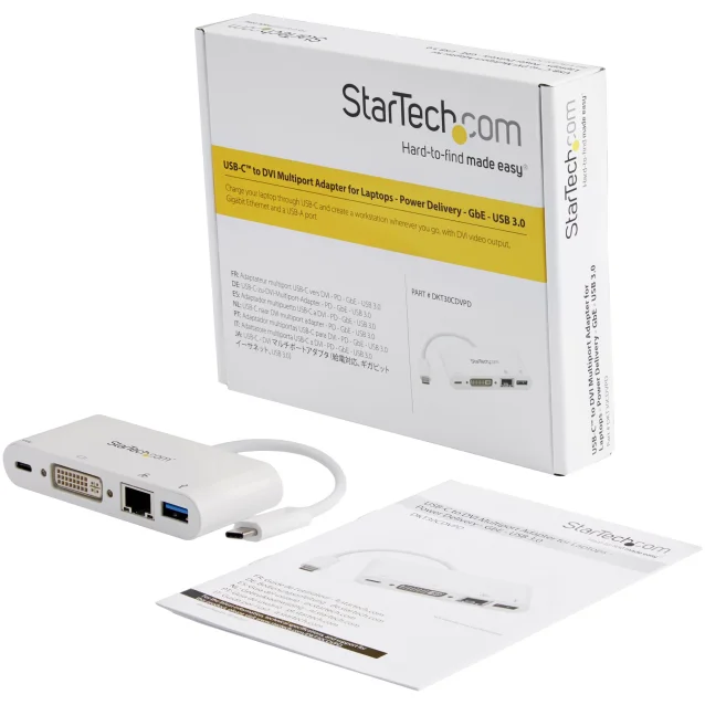 StarTech.com Adattatore Multiporta per Portatili USB-C - Power Delivery DVI GbE USB 3.0 [DKT30CDVPD]