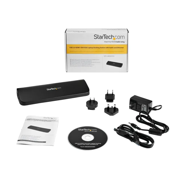 StarTech.com Docking station Universale USB 3.0 per laptop VGA DVI HDMI - Dual-Monitor con Ethernet audio [USB3SDOCKHDV]