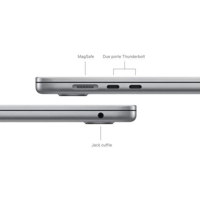 Notebook Apple MacBook Air 15'' M3 chip con core 8 CPU e 10 GPU, 16GB, 512GB SSD Grigio Siderale [MXD13T/A]