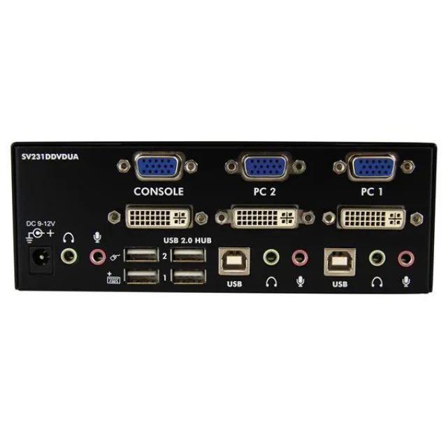 StarTech.com Switch KVM doppio monitor VGA DVI 2 porte USB con audio e hub 2.0 [SV231DDVDUA]