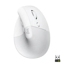 Logitech Lift Mouse Ergonomico Verticale, Senza Fili, Ricevitore Bluetooth o Logi Bolt USB, Clic Silenziosi, 4 Tasti, Compatibile con Windows / macOS iPadOS, Laptop, PC. Bianco [910-006475]
