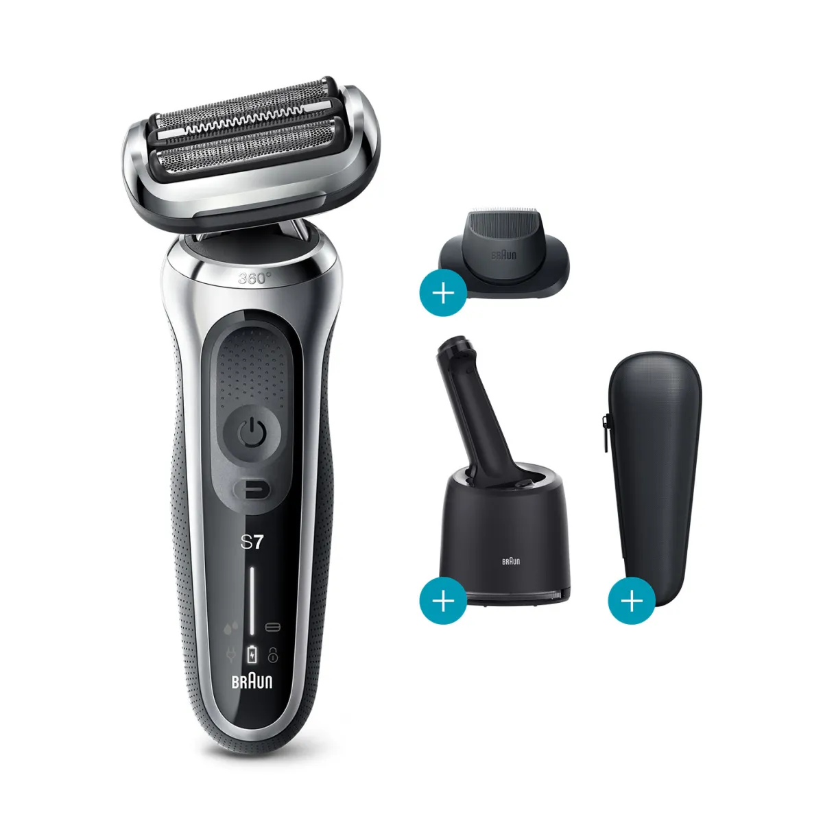 Rasoio elettrico Braun Series 7 70-S7200CC Trimmer Nero, Argento [365082]:  info e prezzi