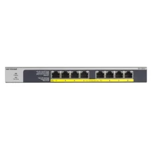 Switch di rete NETGEAR GS108LP Non gestito Gigabit Ethernet (10/100/1000) Supporto Power over (PoE) 1U Nero, Grigio [GS108LP-100EUS]