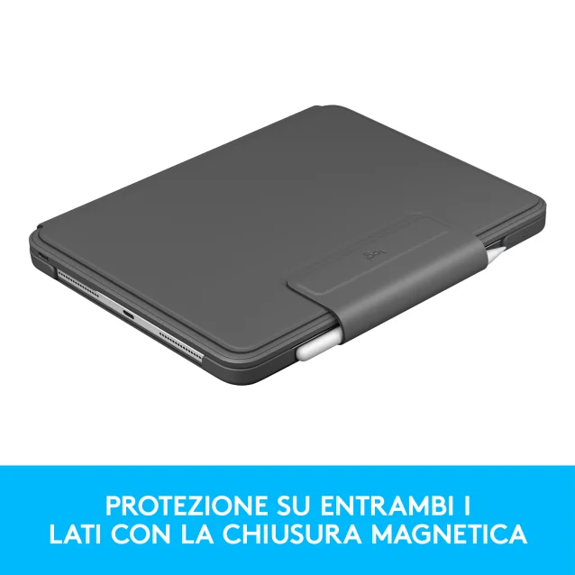Logitech SLIM FOLIO PRO, custodia Bluetooth con tastiera retroilluminata per iPad Pro da 12,9 pollici (3a e 4a generazione) Layout Italiano ‎QWERTY [920-009707]