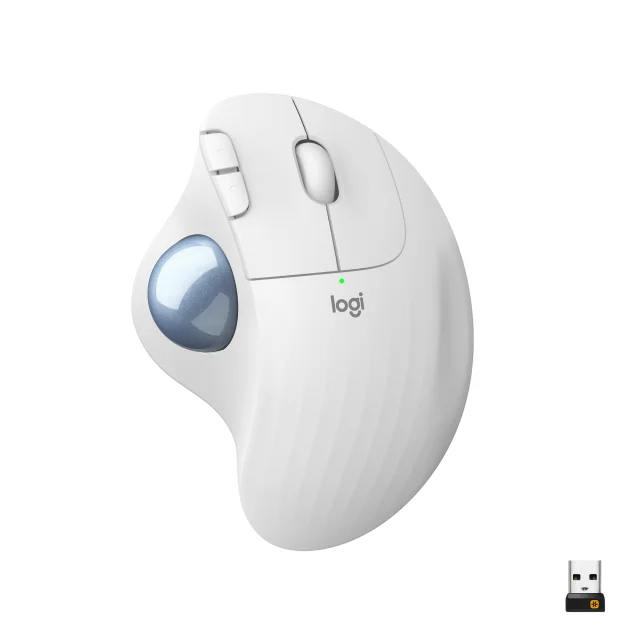 Logitech Ergo M575 mouse Ufficio Mano destra RF senza fili + Bluetooth Trackball 2000 DPI (ERGO - OFFWHITE EMEA) [910-005870]