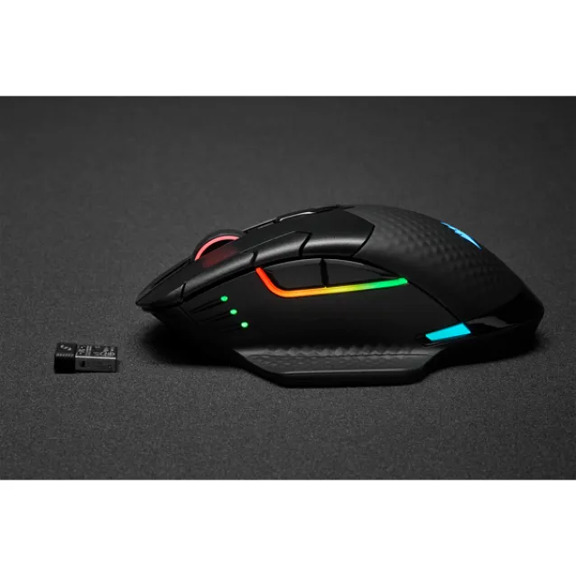 Corsair DARK CORE RGB PRO mouse Mano destra RF Wireless + Bluetooth USB Type-A Ottico 18000 DPI (CORSAIR W/L MOUSE BLK) [CH-9315411-EU]