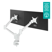 Dataflex 58.650 supporto da tavolo per Tv a schermo piatto 85,1 cm [33.5] Bianco Scrivania (Dataflex Viewlite Plus dual monitor arm - white desk clamp and bolt through mounts height depth adjustment [5Years warranty]) [58.650]