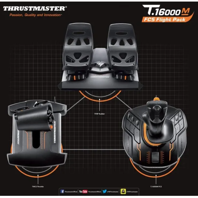 Thrustmaster T-16000M FCS Flight Pack Nero USB Joystick Analogico/Digitale MAC, PC [2960782]