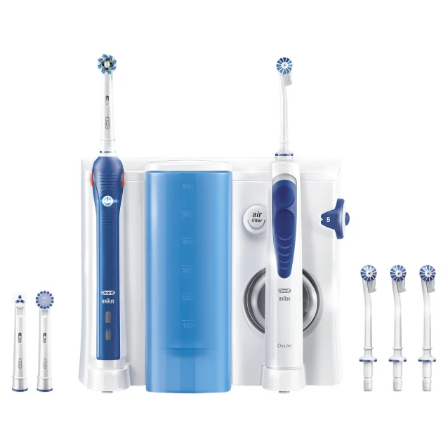 Spazzolino elettrico Oral-B PRO 2000 + Oxyjet Adulto rotante-oscillante Blu, Bianco [Pro2000 Center OxyJe]