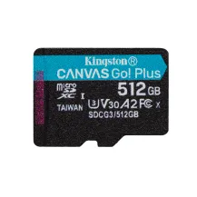 Memoria flash Kingston Technology Scheda microSDXC Canvas Go Plus 170R A2 U3 V30 da 512GB confezione singola senza adattatore [SDCG3/512GBSP]