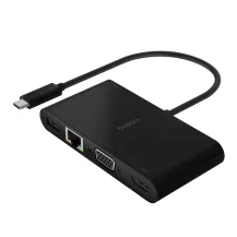 Belkin AVC004BTBK replicatore di porte e docking station per notebook USB 3.2 Gen 1 [3.1 1] Type-C Nero (USB-C TO GIGABIT-ETHERNET/HDMI - VGA/USB-A ADAPTER 100W PD BLACK) [AVC004BTBK]