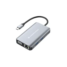 Conceptronic DONN21G replicatore di porte e docking station per laptop Cablato USB 3.2 Gen 1 [3.1 1] Type-C Grigio (Conceptronic 7-in-1 Docking Station; HDMI; VGA; GbE LAN; USB-A 3.0 x 3; 100W PD [2Years warranty]) [DONN21G]