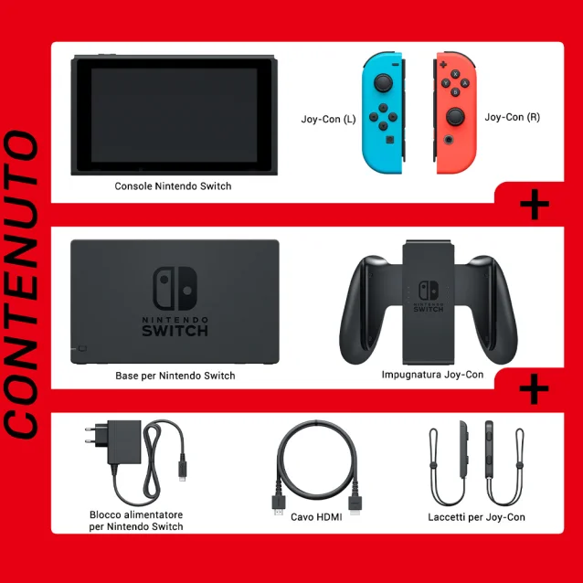 NINTENDO Switch (modello Oled) Rosso neon/Blu neon, schermo 7