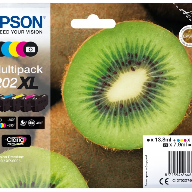 Cartuccia inchiostro Epson Kiwi Multipack 5-colours 202XL Claria Premium Ink [C13T02G74010]